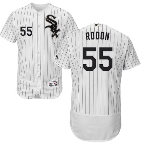 White Sox #55 Carlos Rodon White(Black Strip) Flexbase Authentic Collection Stitched MLB Jersey - Click Image to Close